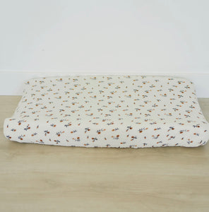 Cream Floral Changing Pad Cover