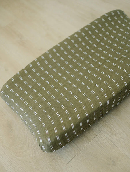 Olive Strokes Changing Pad Cover