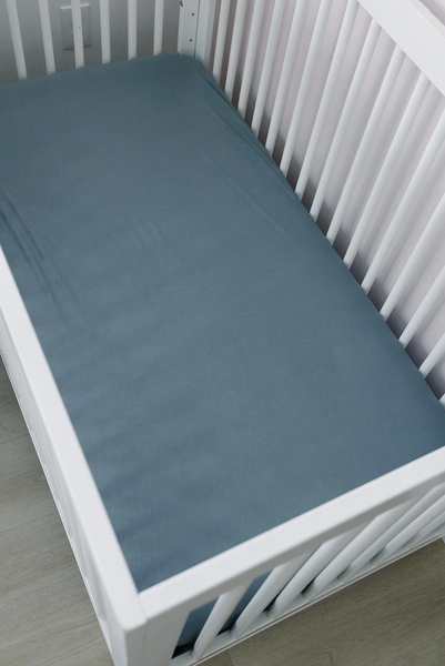 Dusty Blue Stretch Crib Sheet