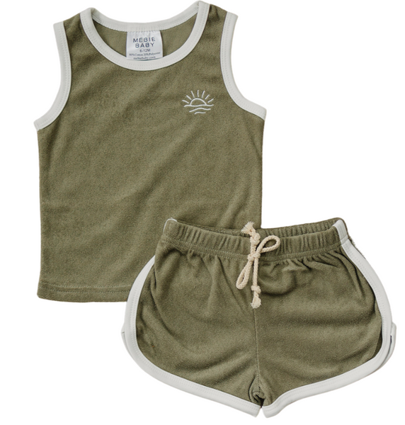 Terry Cloth Short Set - Green