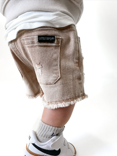 Cut Off Denim Shorts - Camel Wash