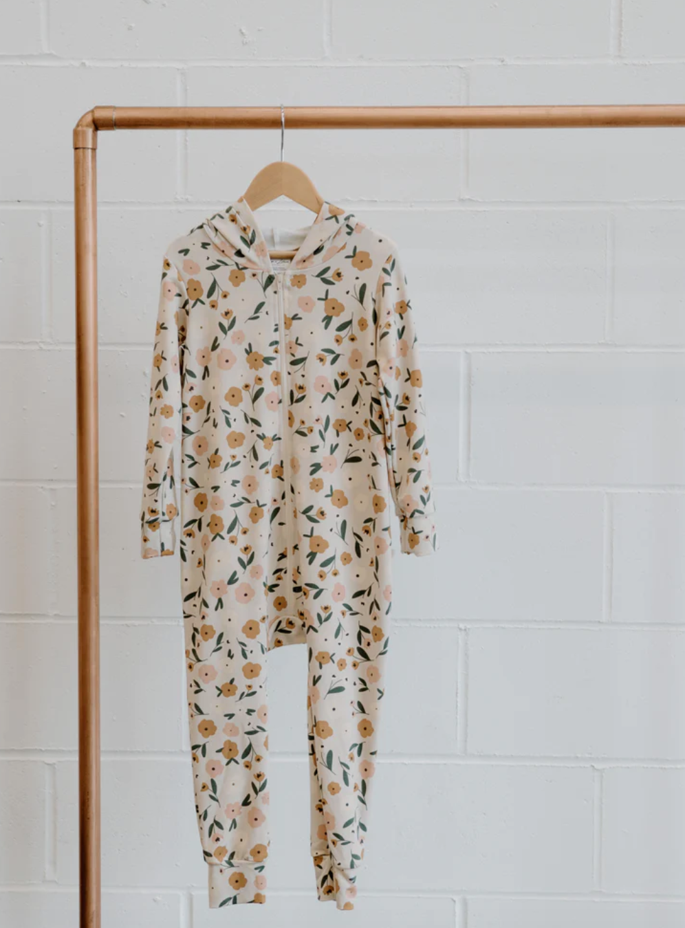 Terry Hooded Zip Romper- Summer Floral