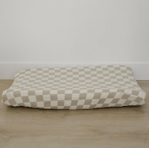 Taupe Checkered Changing Pad Cover