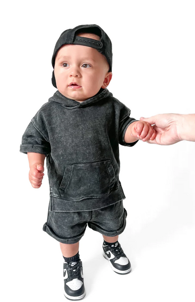 Acid Wash Shorts - Black