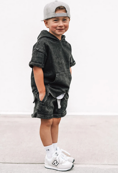 Acid Wash Shorts - Black