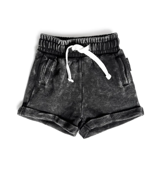 Acid Wash Shorts - Black