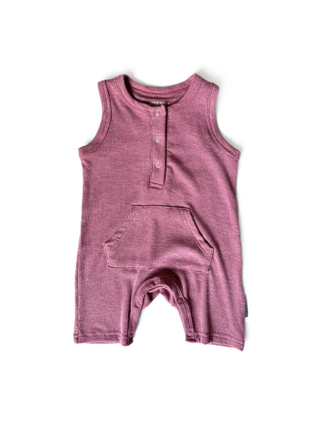 Ribbed Shorty Romper - Hibiscus