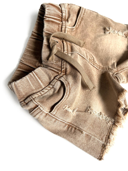 Cut Off Denim Shorts - Camel Wash